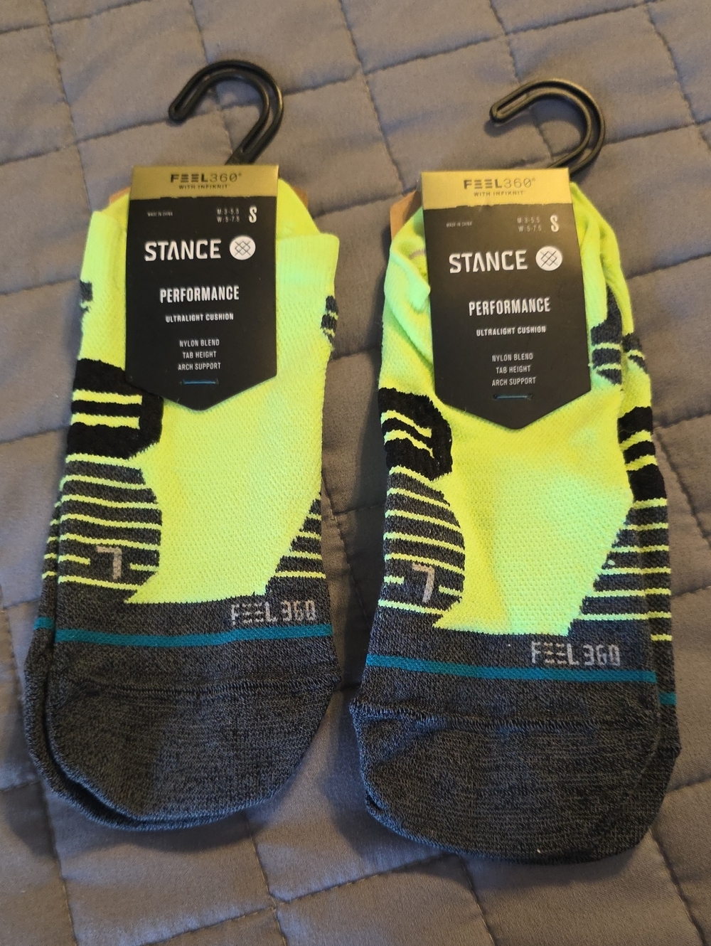 Stance Performance Low-Cut Socks in Neon Yellow & Gray - Unisex